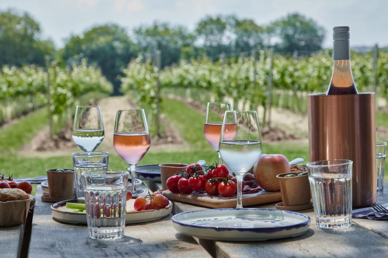 picnic at wildshark vineyard in kent. English wines and produce